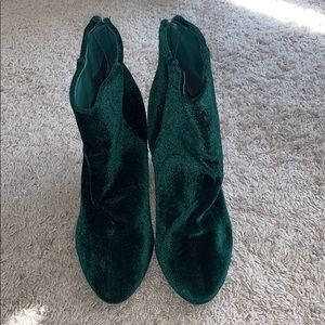 Green Velvet Booties